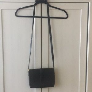 J. Crew Black leather cross-body bag